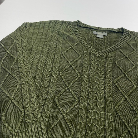 Natural Reflections Women’s Olive Grunge V-Neck Cable Knit Sweater Small GRUNGE - Picture 7 of 13